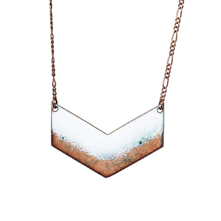 Seafoam Chevron White Necklace- Aflame Seafoam Chevron White Necklace- Aflame