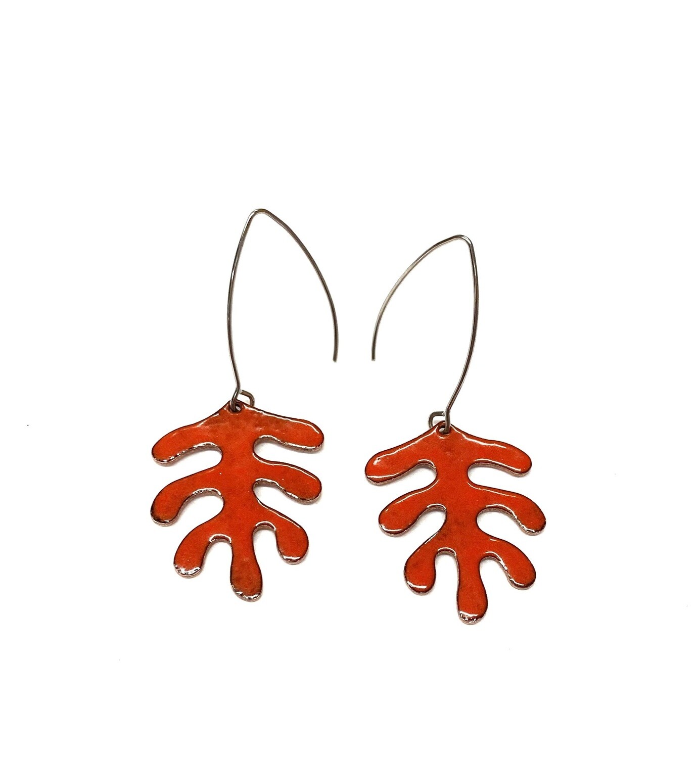 Burnt Orange Coral Earrings- Aflame