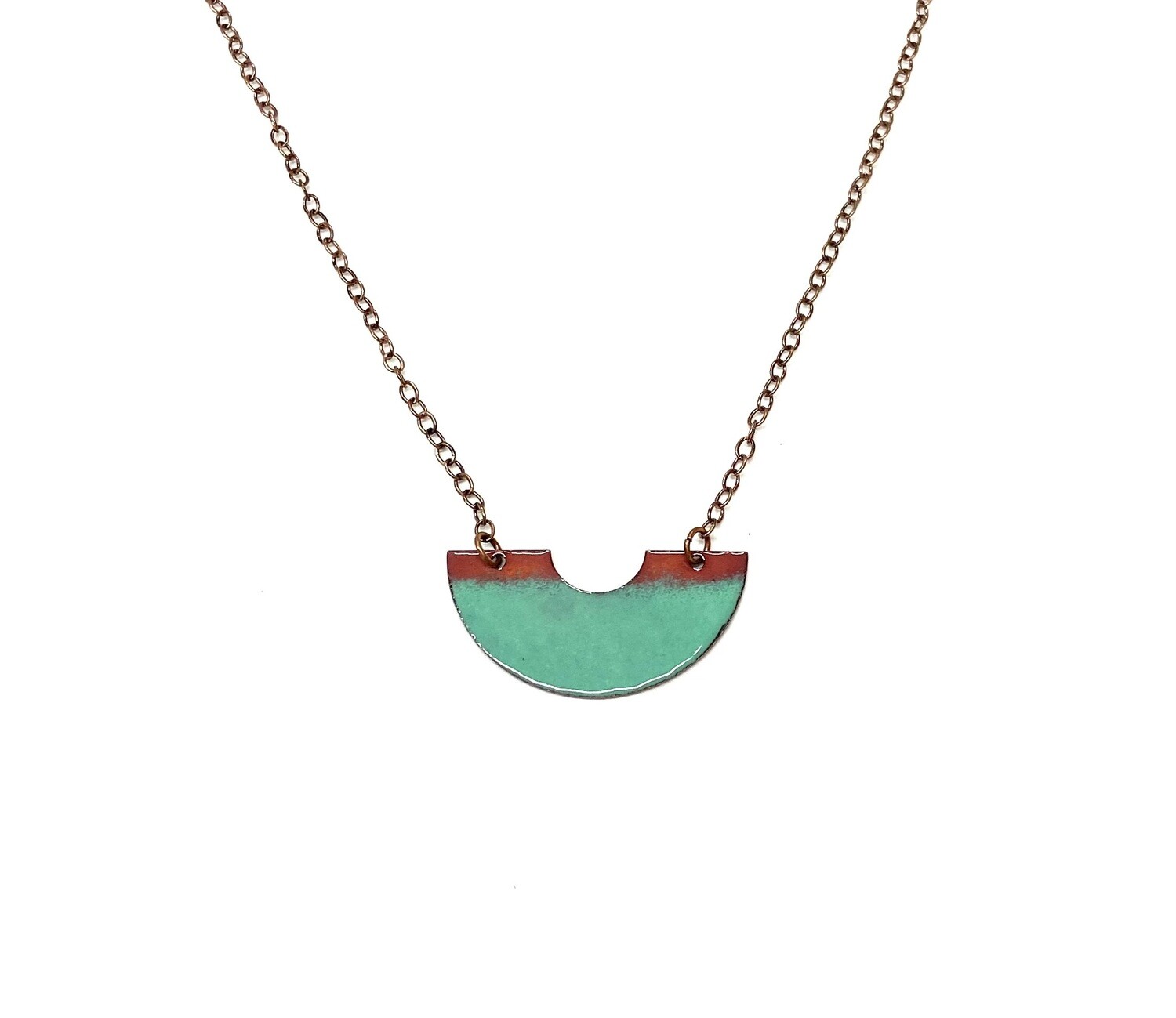 Aqua and Copper Arch Necklace- Aflame