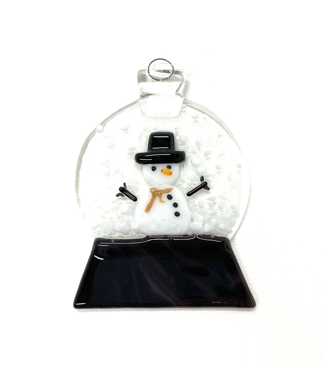 Glass Purple Snow Globe Ornament- School St.