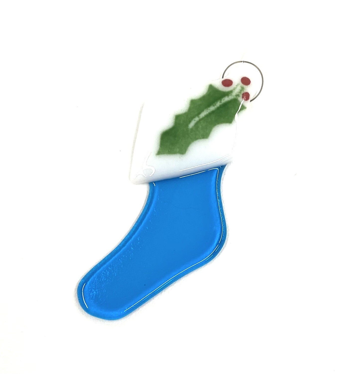 Glass Blue Stocking Ornament- School St.