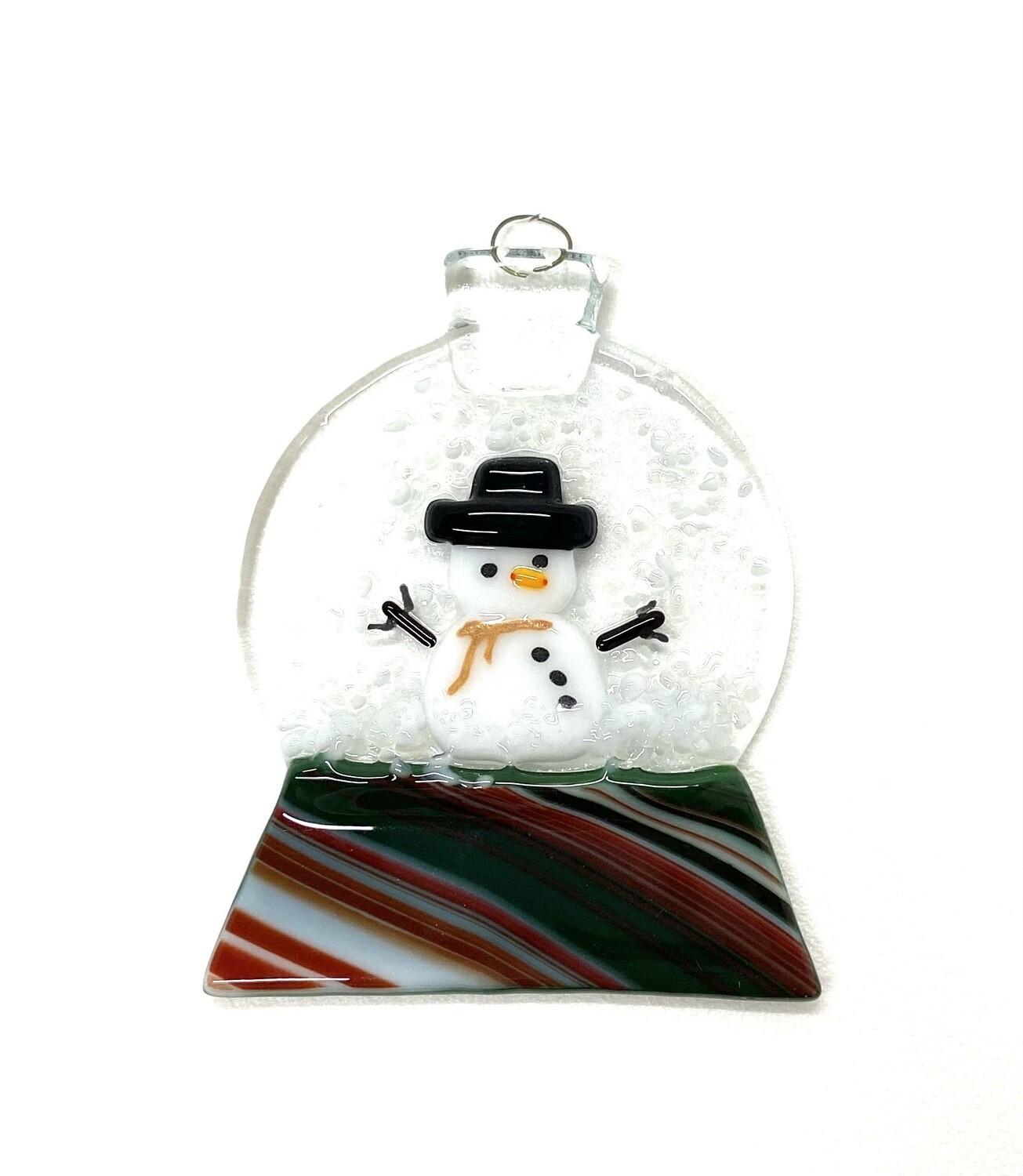 Glass Candy Cane Snow Globe Ornament- School St.