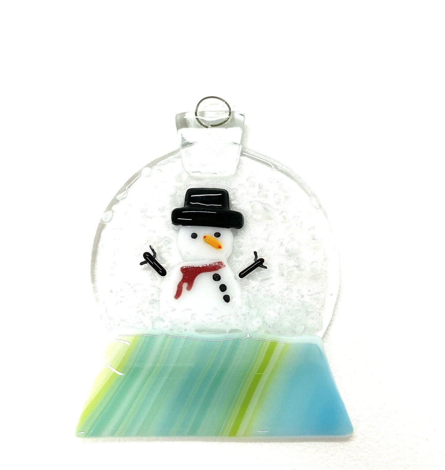 Glass Mint Snow Globe Ornament- School St.