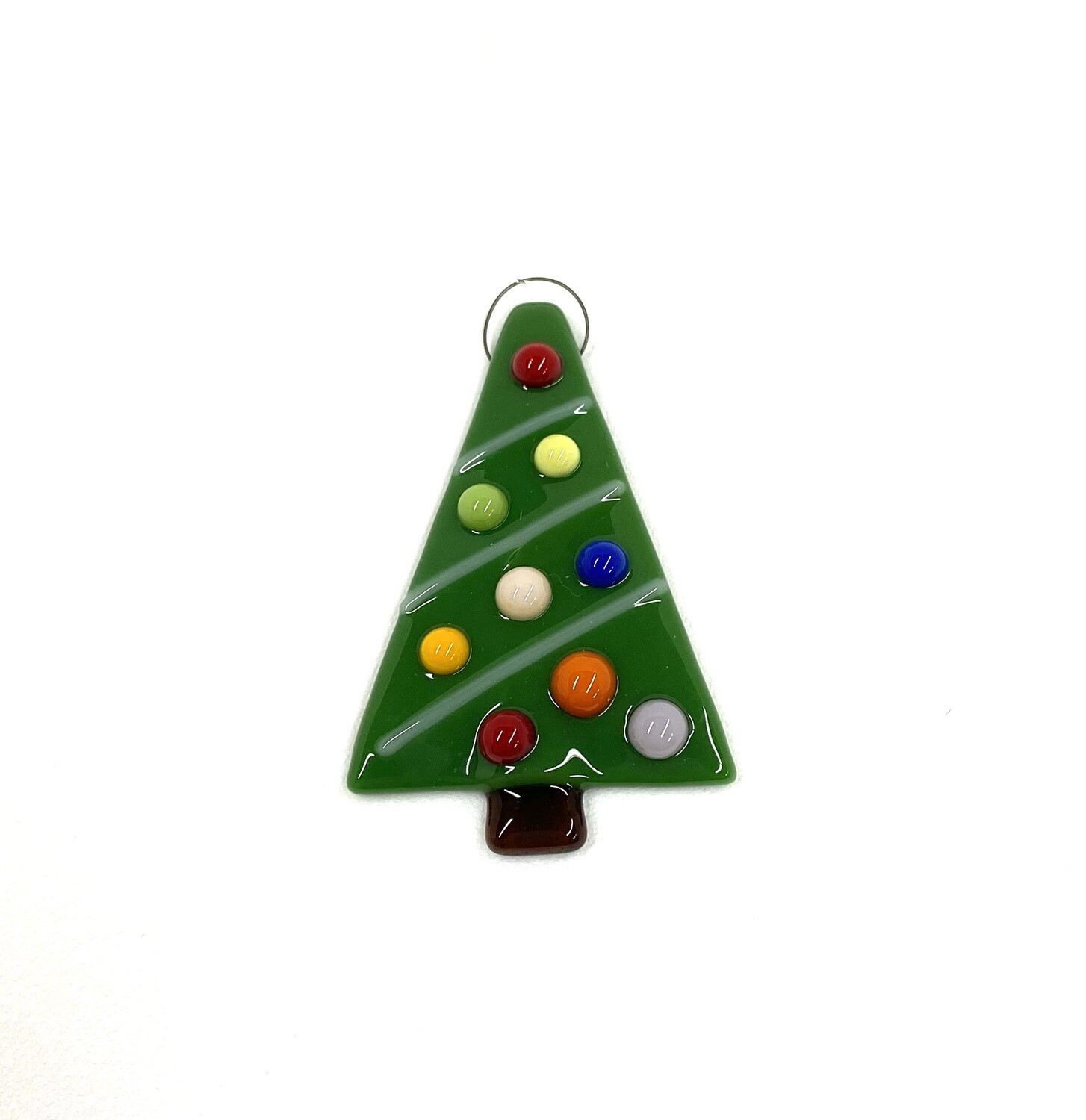 Glass Green Christmas Tree Ornament- School St.