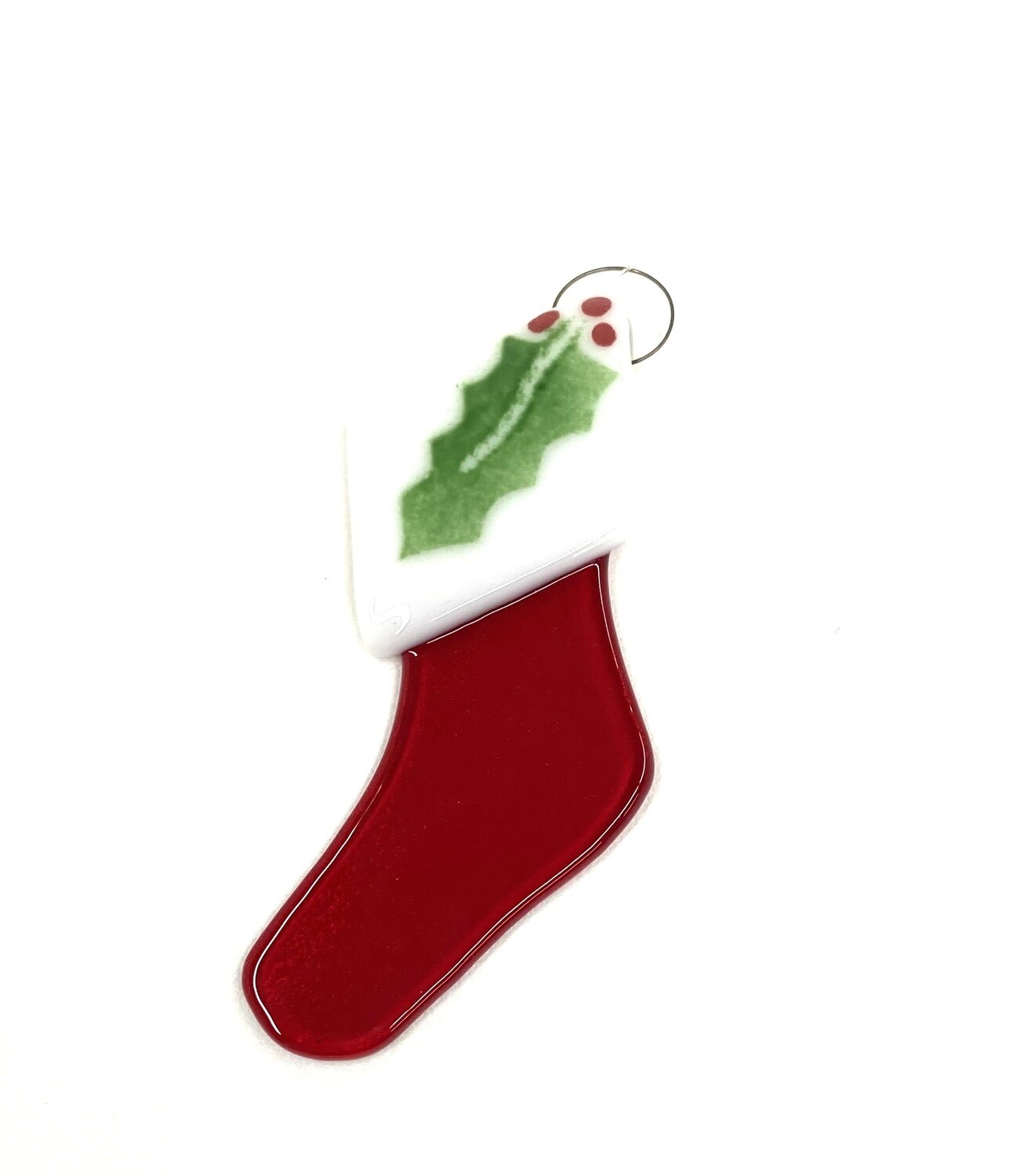 Glass Red Stocking Ornament- School St.