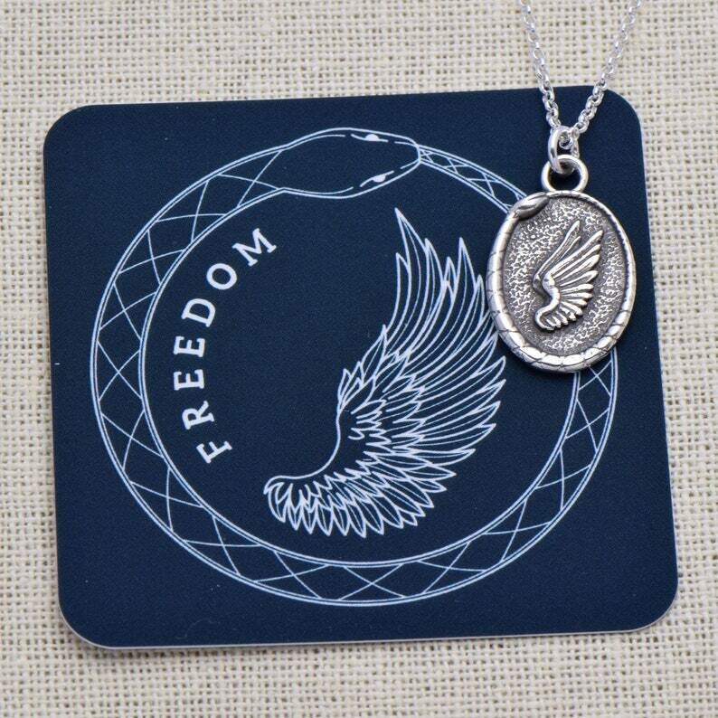 556- Wings Freedom Wax Seal Pendant 