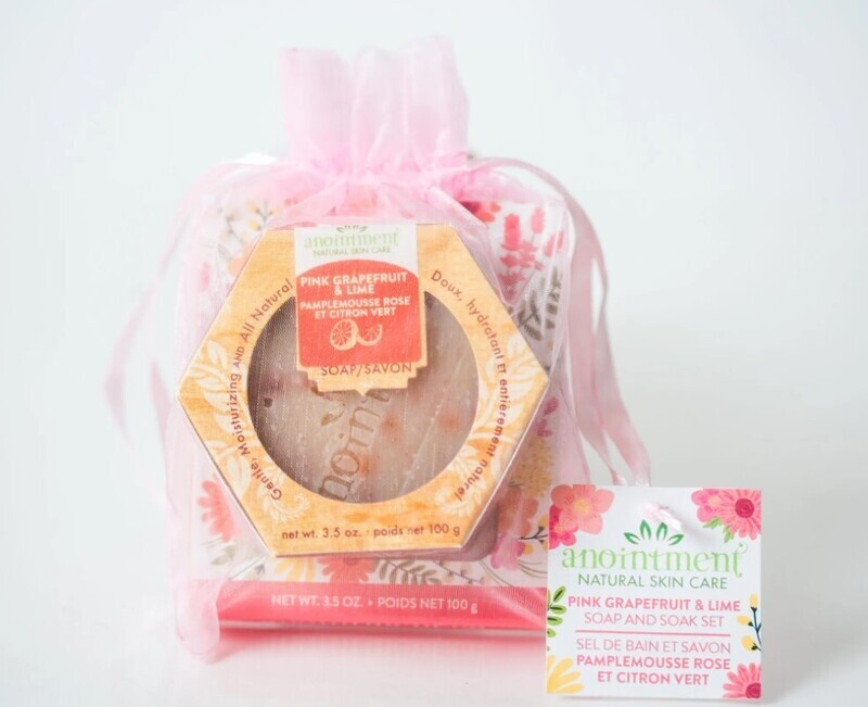 Pink Grapefruit Lime Soap and Soak Gift Set- Anointment 