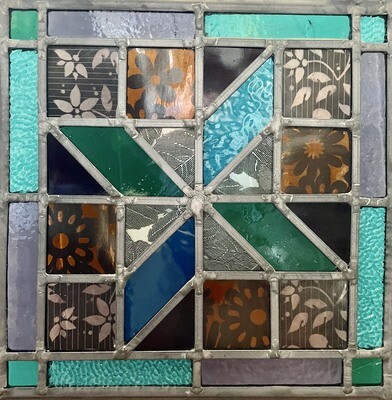 Square Multicoloured Stained Glass (Hydrostone)