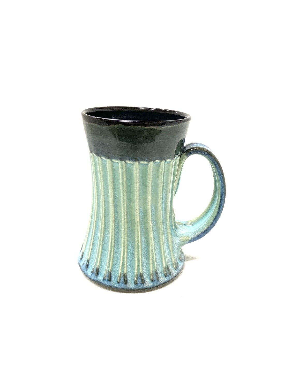 Fluted Mug Aqua and Blue- Darlene Keffer Pottery 