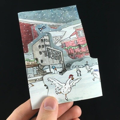 Lake Banook Winter Geese Tri-fold Card- Bardbardbard