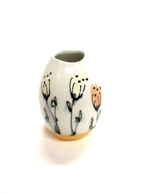 Orange Floral Pebble Vase- Rachel de Conde