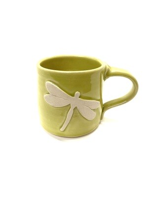 Lime Green Dragonfly Mug- Ginette Arsenault