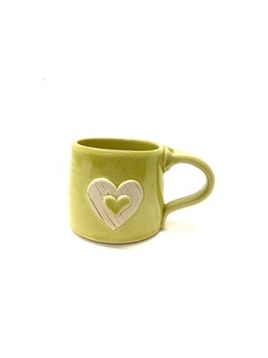 Lime Green Heart Mug- Ginette Arsenault