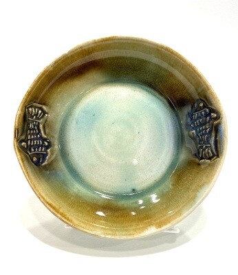 Aqua and Brown Fish Plate- Gloria Dunbar Aqua and Brown Fish Plate- Gloria Dunbar