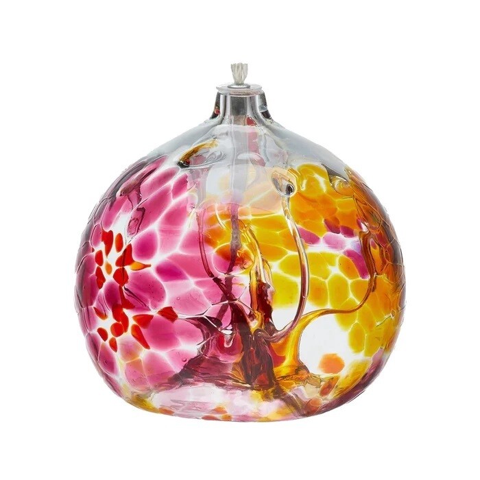 Fuschia Multi Gratitude Glass Oil Lamp
