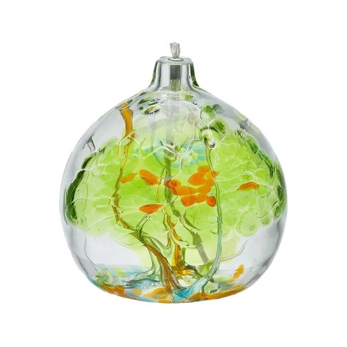 Lime Gratitude Glass Oil Lamp