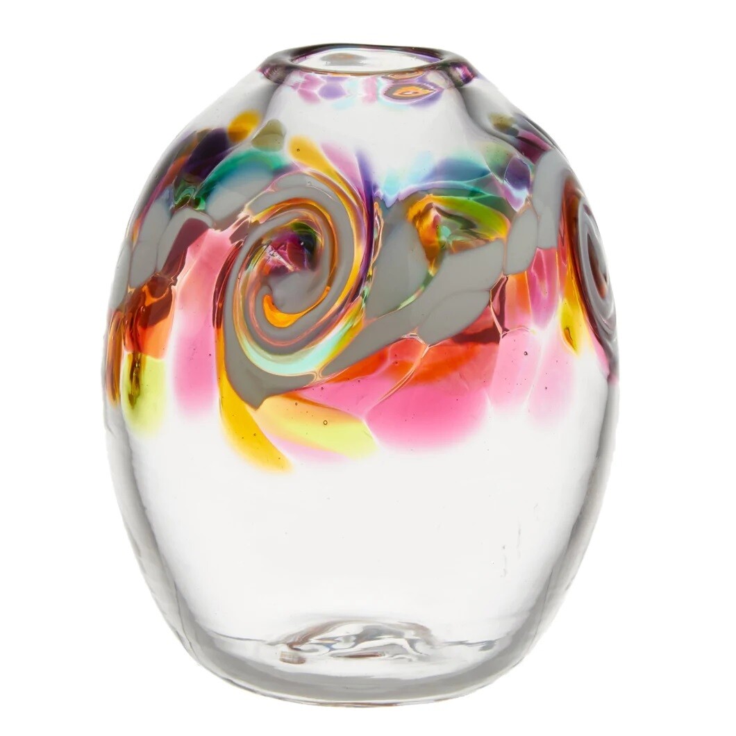 Oval Multi Colour Wave Glass Vase