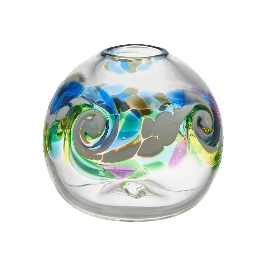 6" Round Ocean Breeze Wave Glass Vase