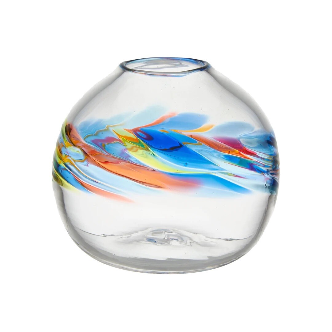 6&quot; Round Blue Calico Glass Vase