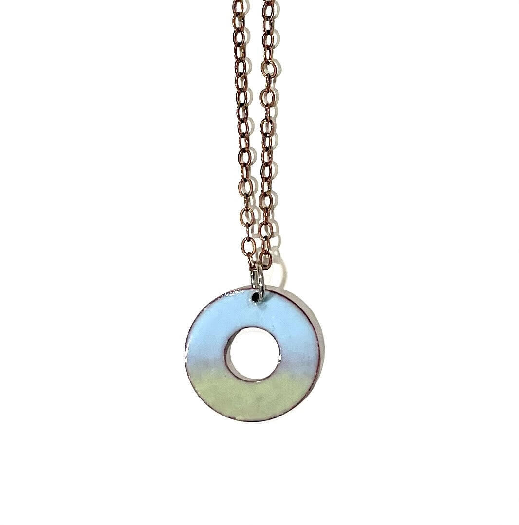 Blue and Chartreuse Donut Necklace- Aflame
