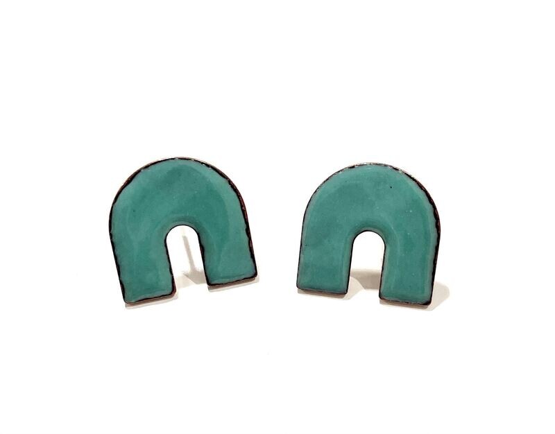 Teal Arch Stud Earrings- Aflame