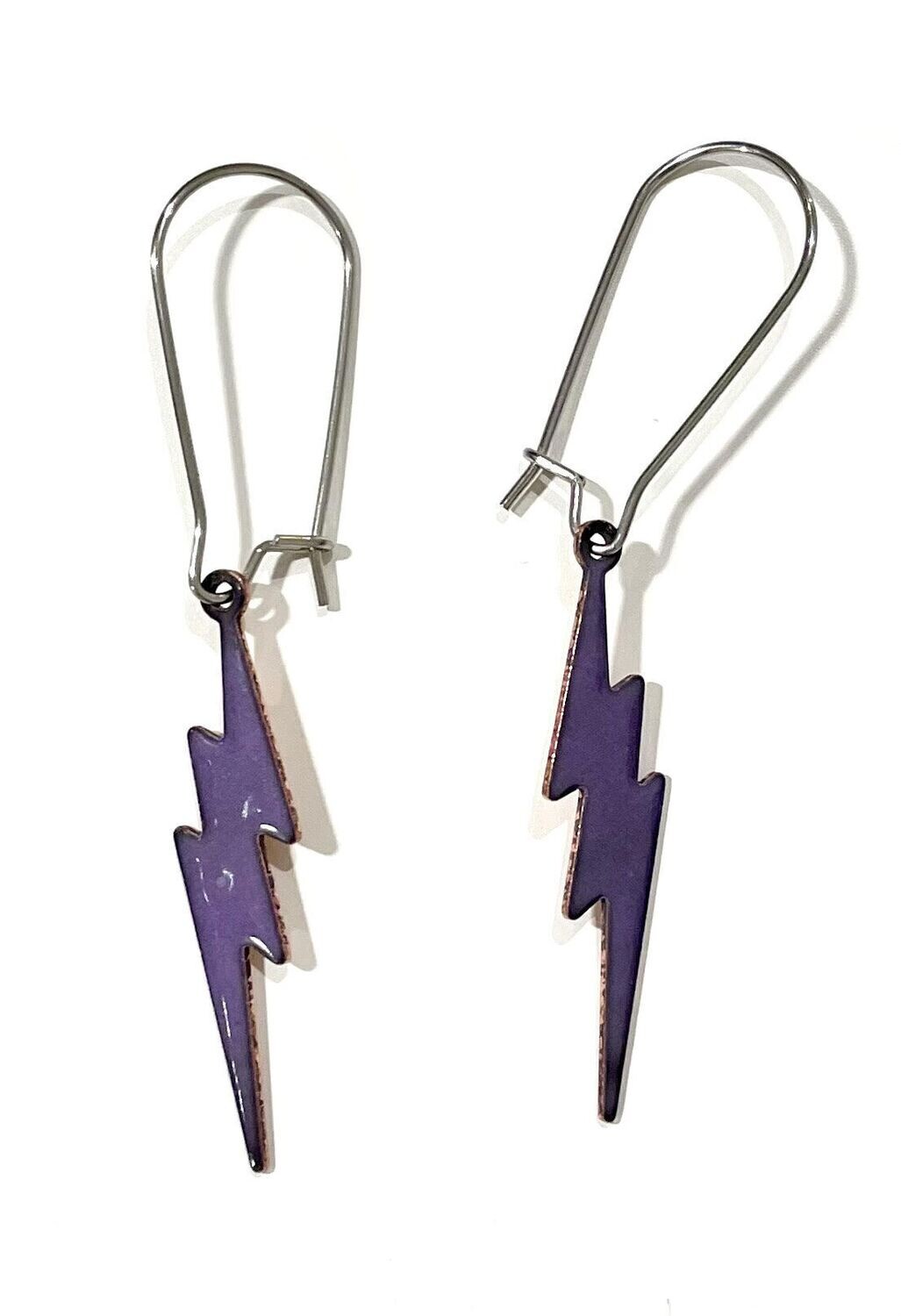 Purple Lighting Bolt Earrings- Aflame