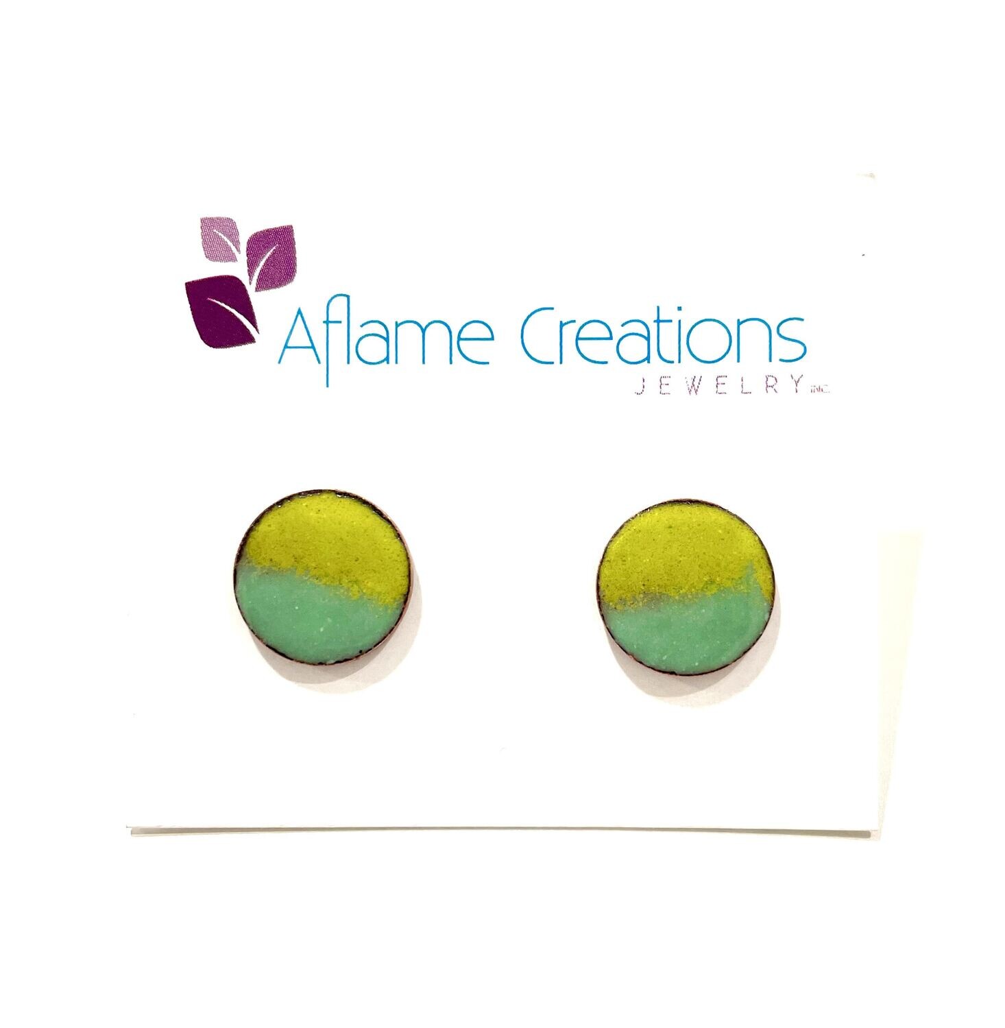 Green and Aqua Round Earrings- Aflame 