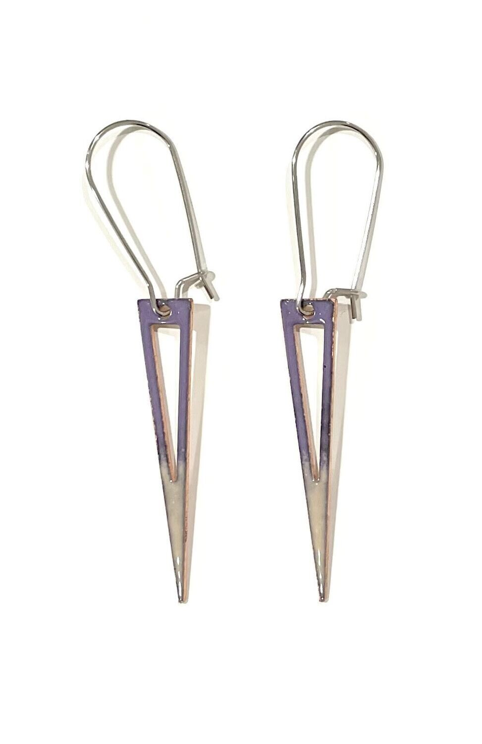 Purple and Green Triangle Drop Earrings- Aflame 