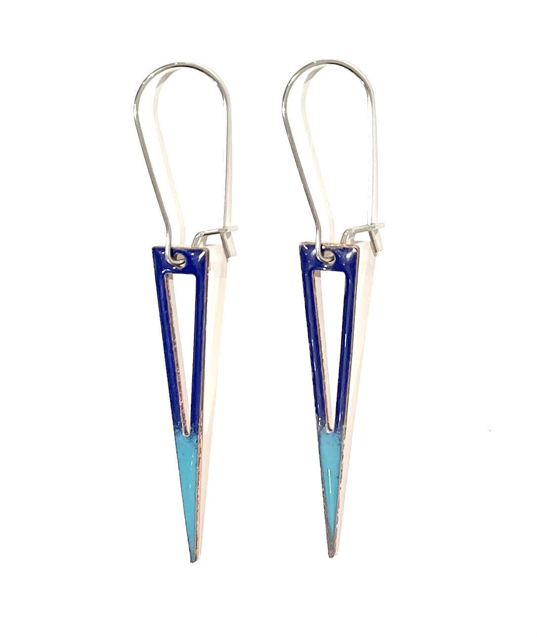 Navy and Teal Triangle Drop Earrings- Aflame