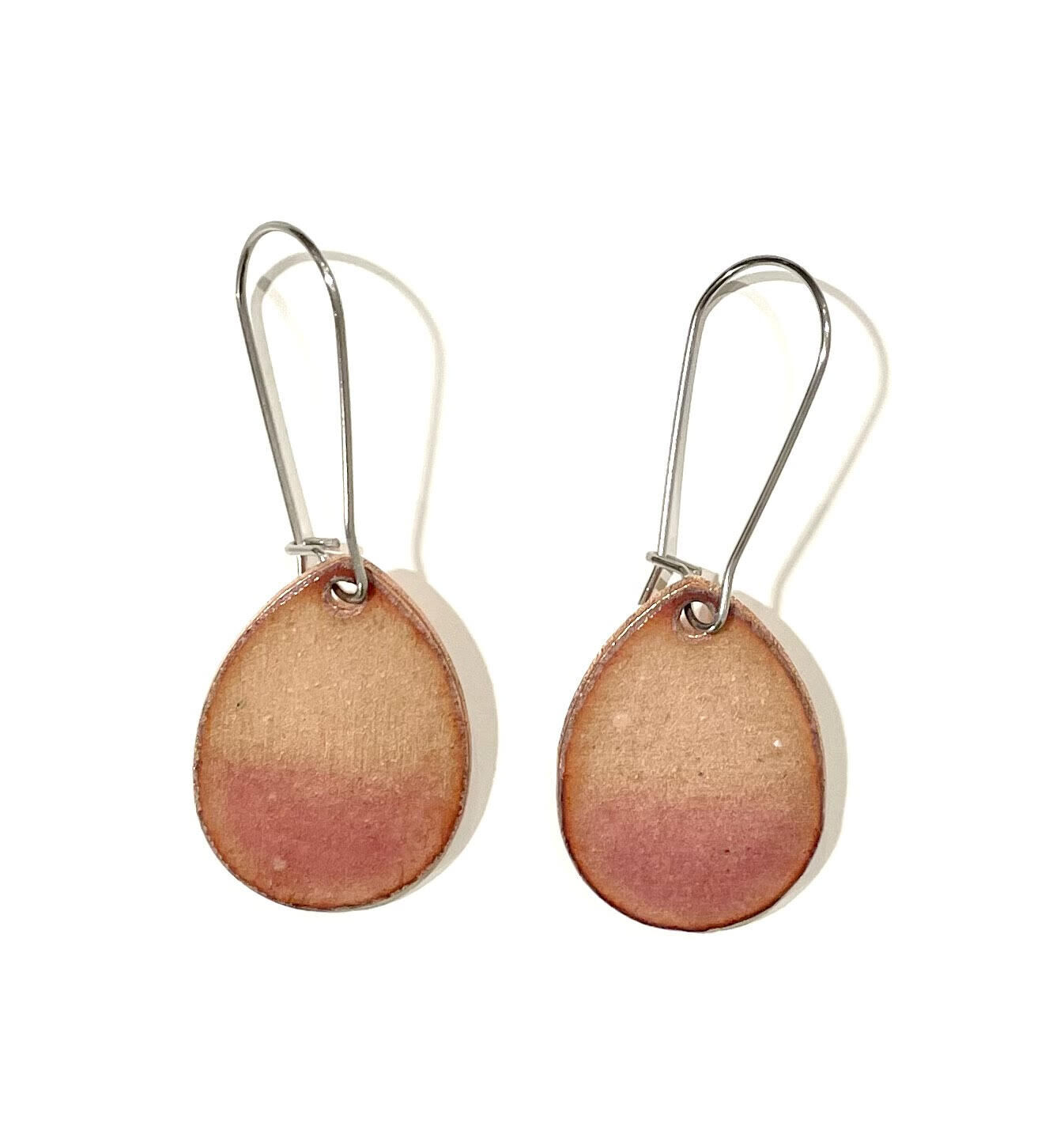 Pink and Copper Horizon Teardrop Earrings- Aflame