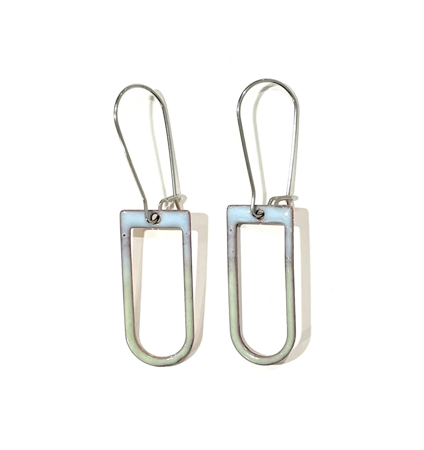 Blue and Green Hollow Tab Earrings- Aflame