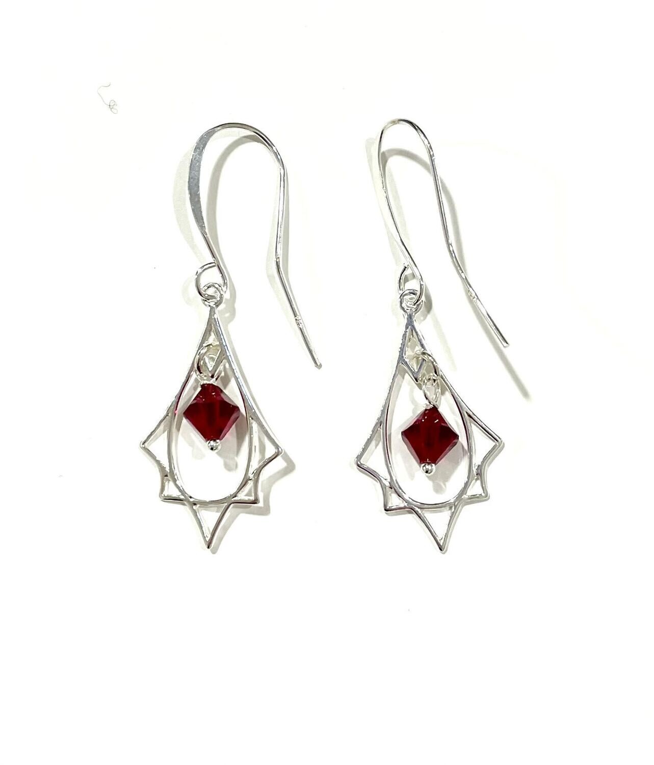 Red Crystal Art Deco Earrings- Shy Giraffe