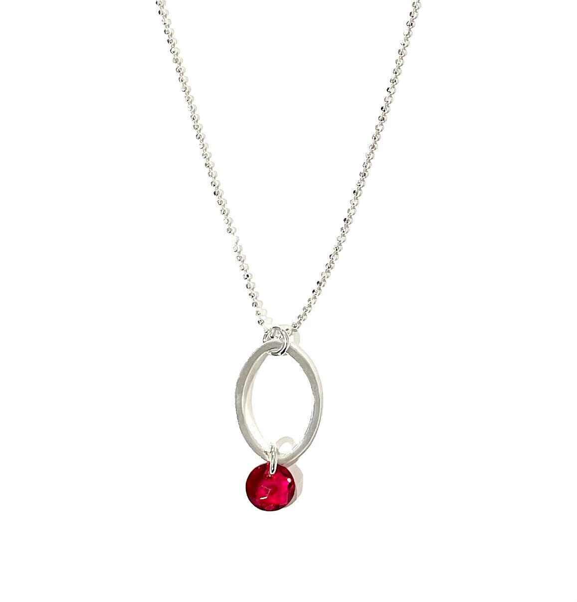 Oval with Red Crystal Necklace- Shy Giraffe 
