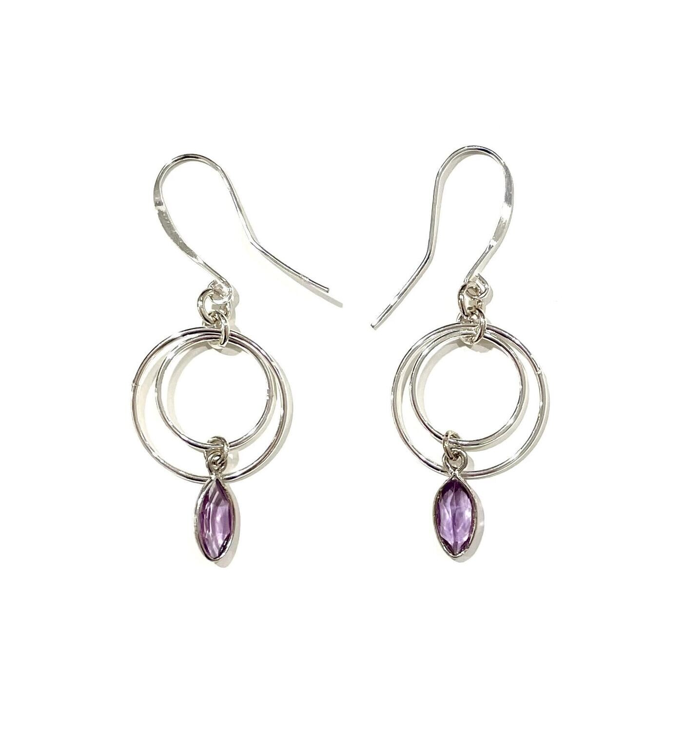 Double Circle Amethyst Earrings- Shy Giraffe