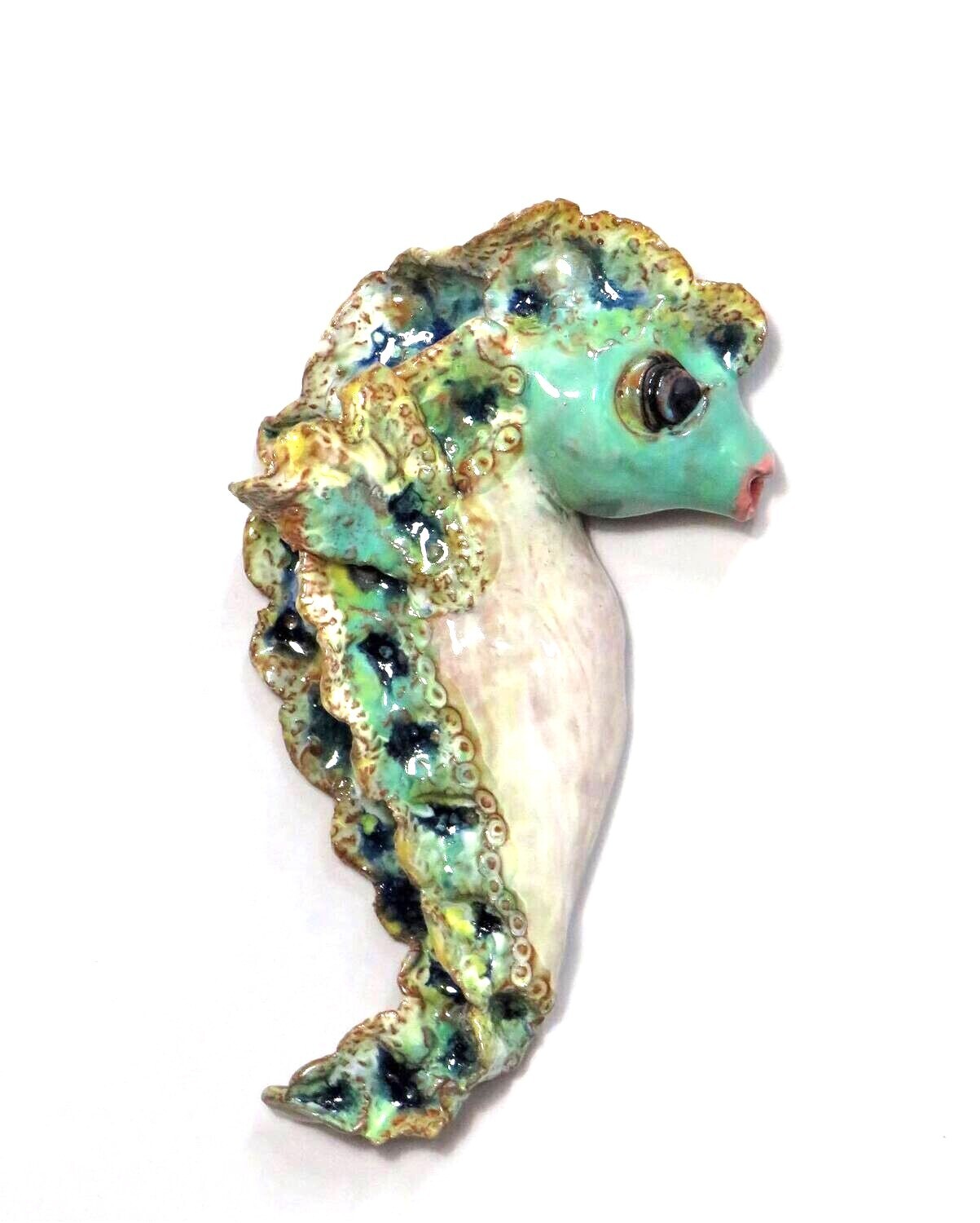 Seafoam Green Seahorse with Pink Lips