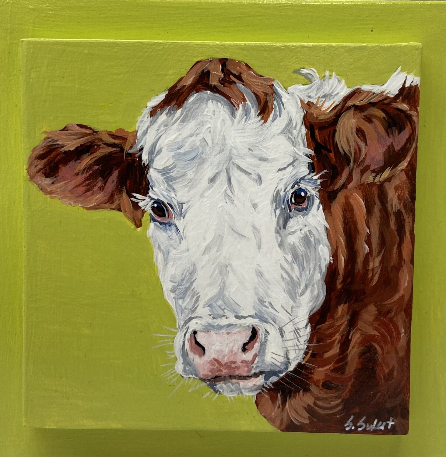 Rosina the Hereford on Pale Green