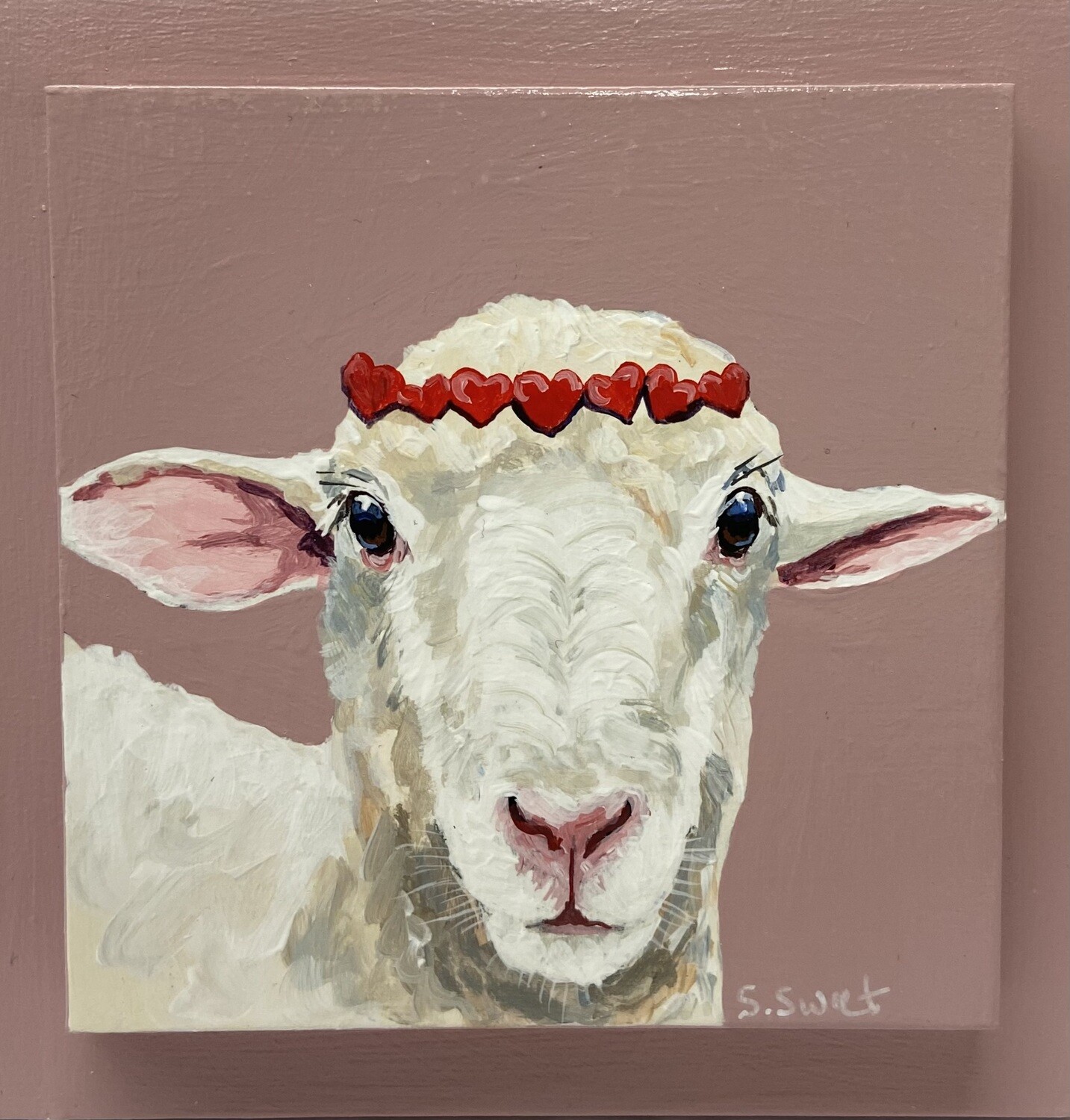 Verity the Sheep on Pink
