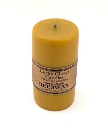 3x6 Smooth Beeswax Candle- Lucky Clover
