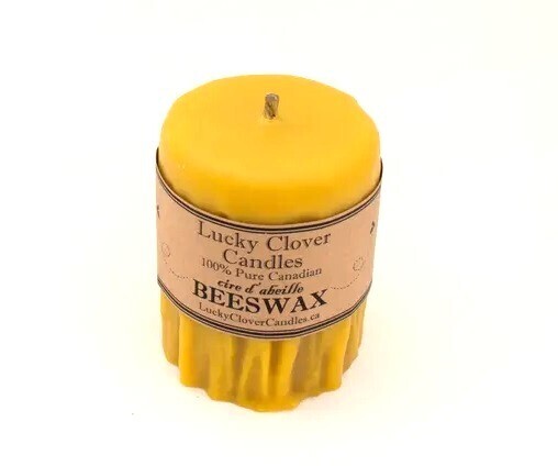 3x4 Hand Dripped Beeswax Candle- Lucky Clover