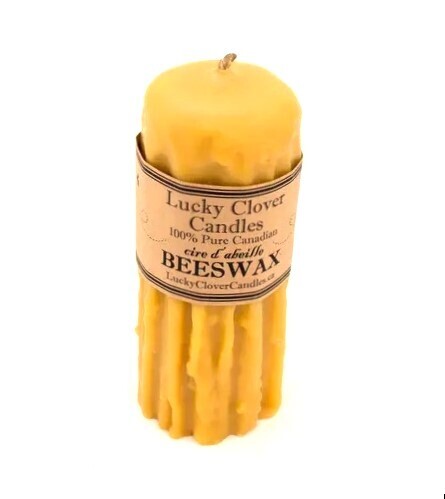 2x6 Hand Dripped Beeswax Candle- Lucky Clover