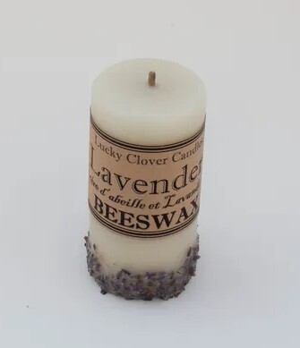 2x4 Lavender Beeswax Candle- Lucky Clover