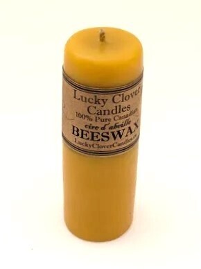2x6 Smooth Beeswax Candle- Lucky Clover