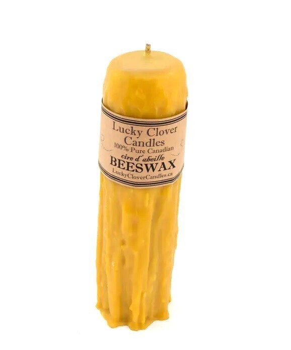 2x9 Hand Dripped Beeswax Candle- Lucky Clover