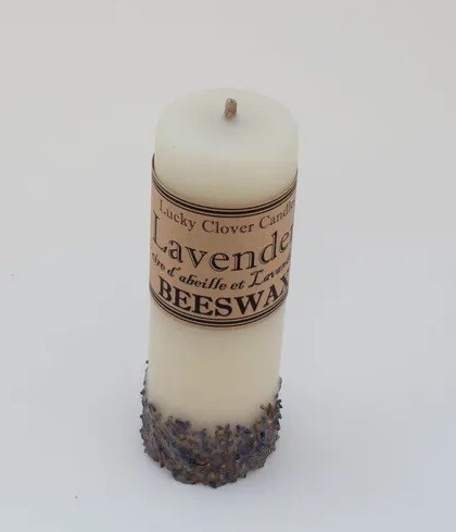 2x6 Lavender Beeswax Candle- Lucky Clover