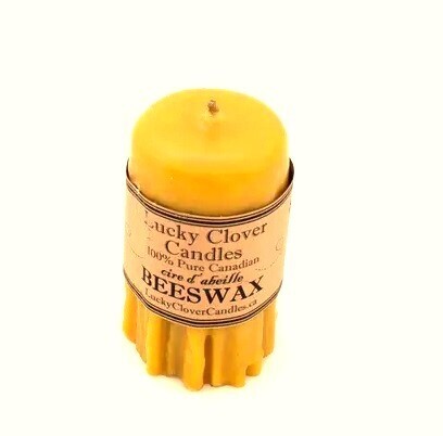 2x4 Hand Dripped Beeswax Candle- Lucky Clover