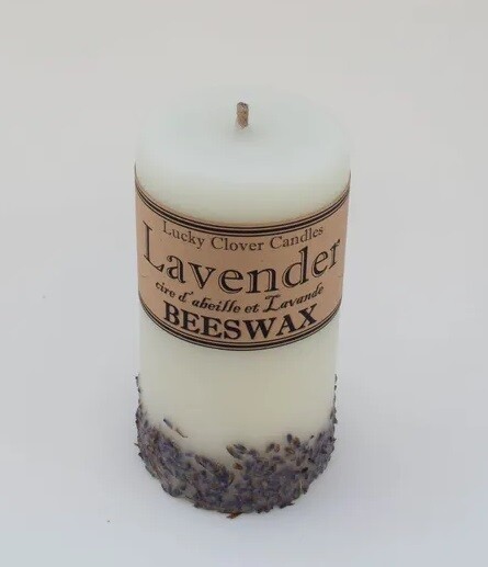3x6 Lavender Beeswax Candle- Lucky Clover