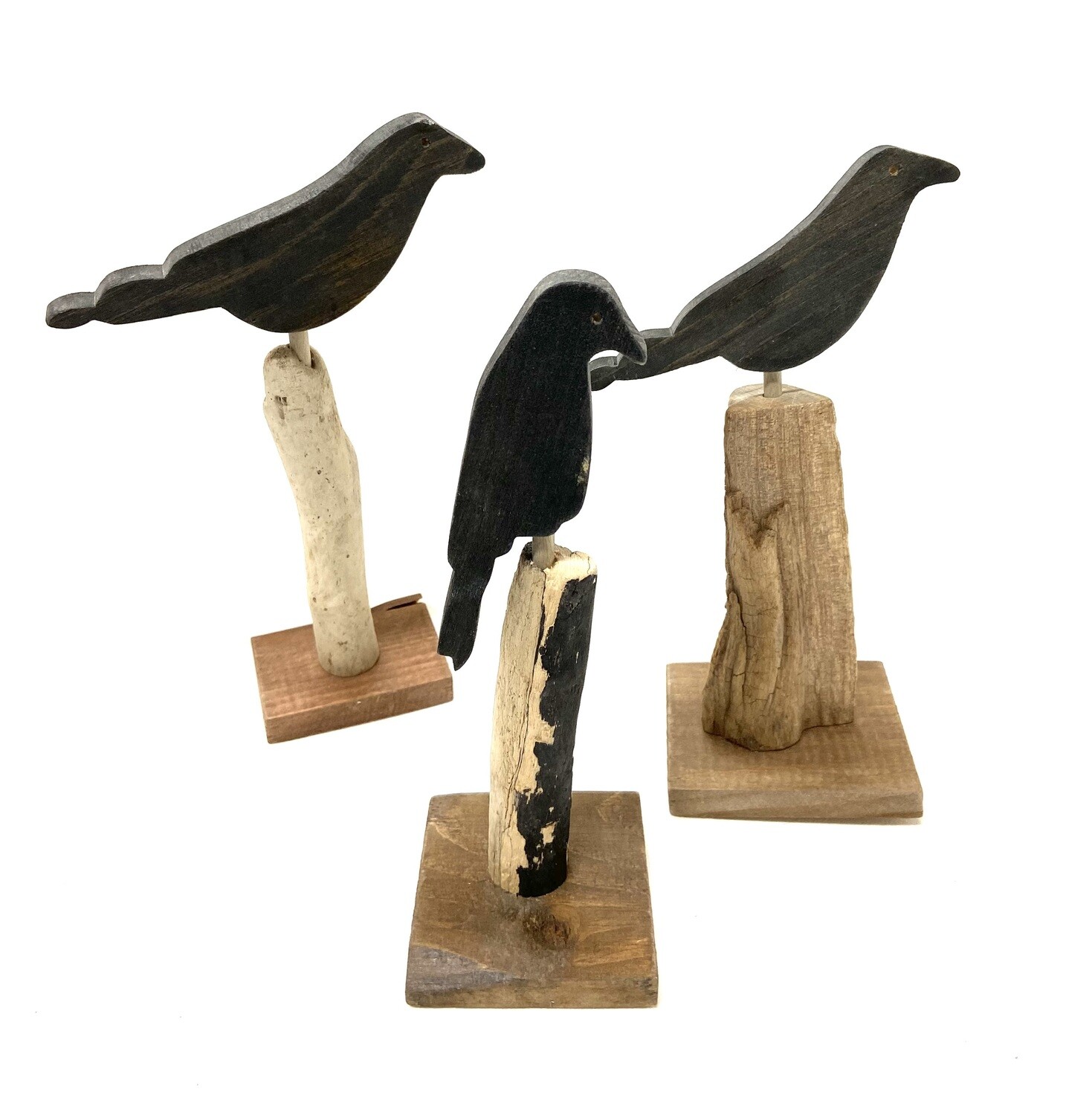 Small Single Crow on Driftwood - Jerry Walsh