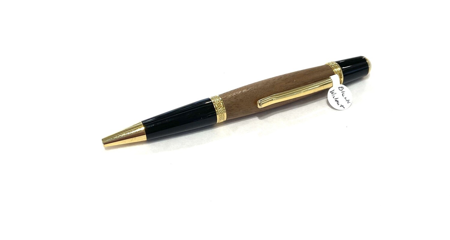 Large Black Walnut with Gold and Black Pen- Sid Watts