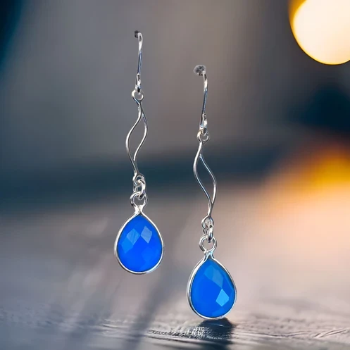 Elsa Earrings in Blue Chalcedony- Elizabeth Burry Design