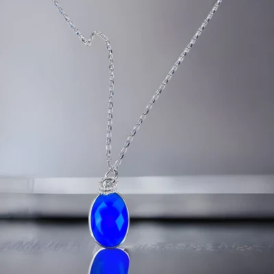 Olive Necklace in Blue Chalcedony- Elizabeth Burry Design